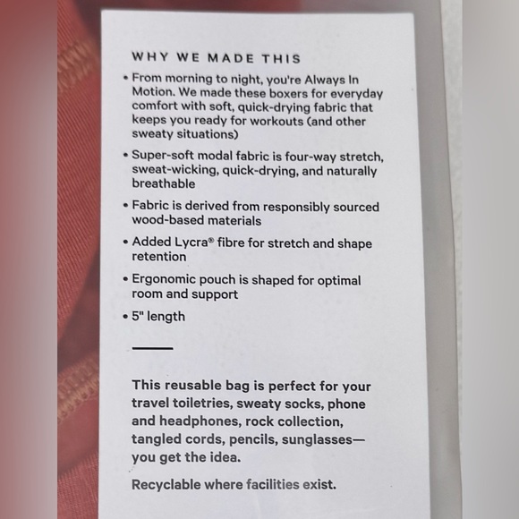 NEW Lululemon Always In Motion Boxer 5”/Large - Picture 6 of 6